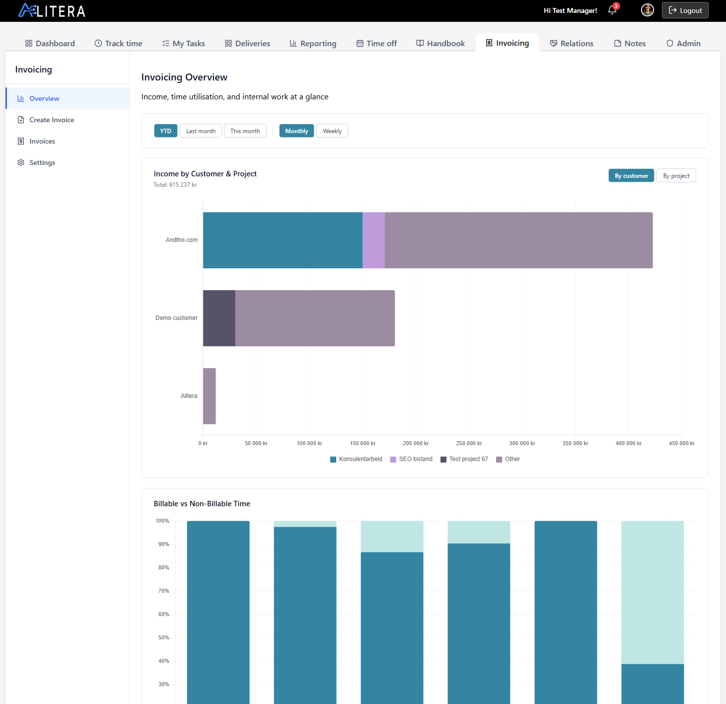 Invoice generation view